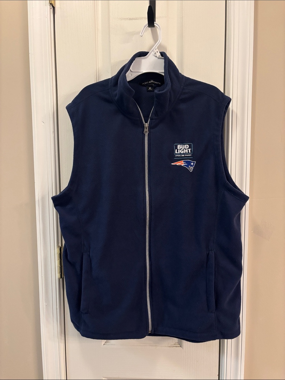 NFL New England Patriots logo / Port Authority Navy Fleece vest with Full Zip